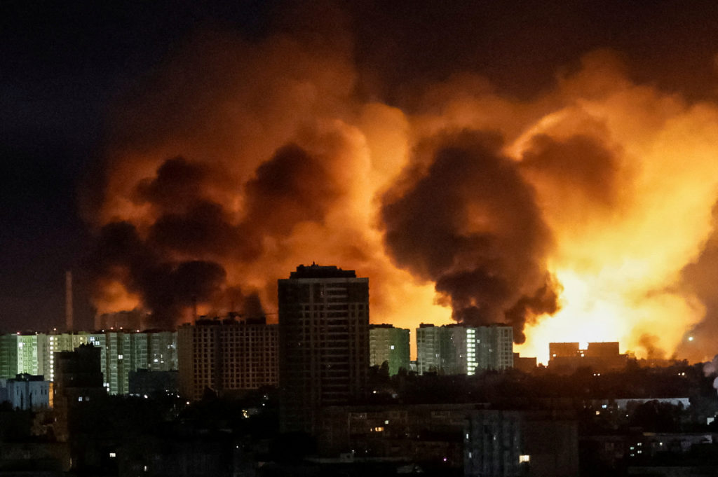 russian drone and missile strike in kyiv
